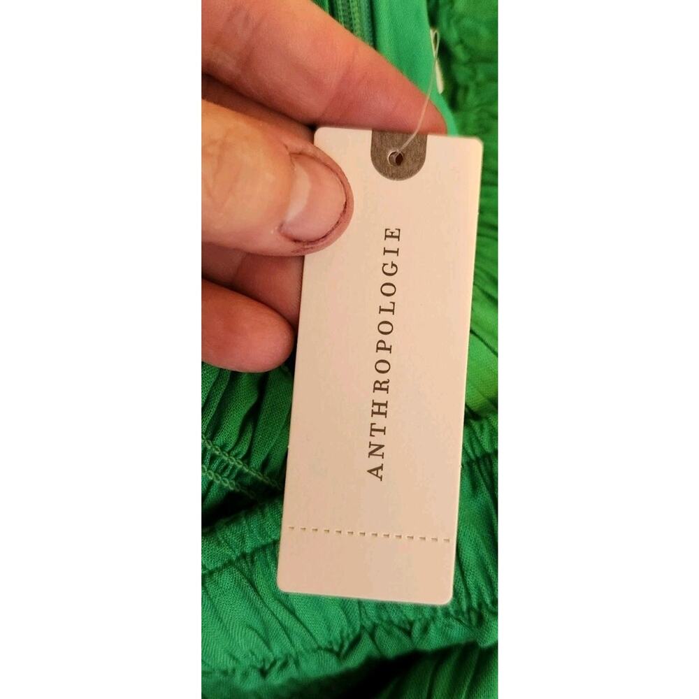 Anthropologie If By Sea Size L Jumpsuit Wide Leg Coastal Kelly Green Smocked NWT - Picture 12 of 15